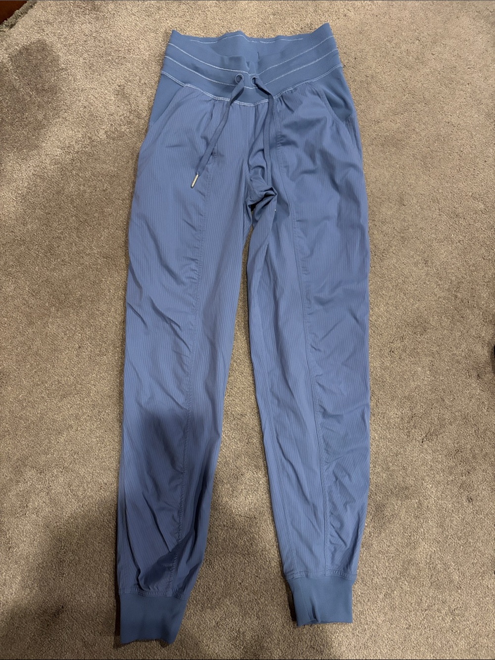 Blue Ribbed Jogger Pants - Picture 2 of 3